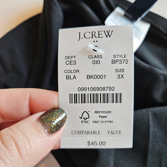 J Crew Factory Side Tie String Bikini Bottom Black Swim Plus 3x Beach Pool - Picture 4 of 6